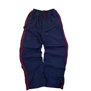 Vintage No Boundaries Nylon Track Pants Navy Blue Burgundy Cargo Y2K Girls 14-16